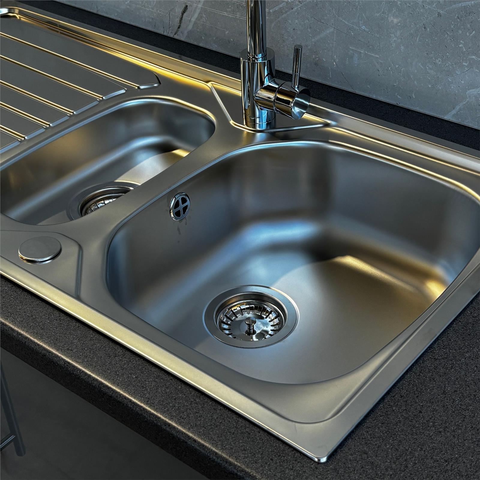 Franke Reno 1.5 Bowl Stainless Steel Reversible Kitchen Sink With Wastes