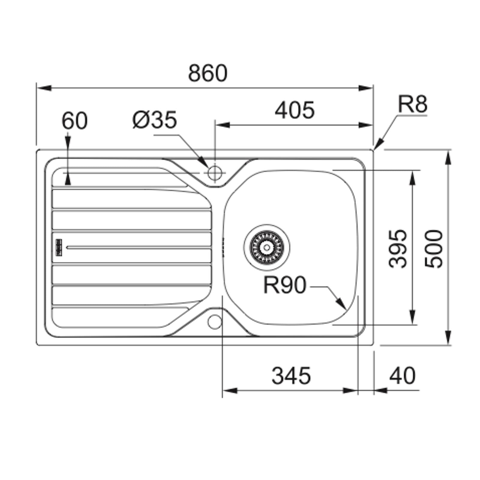 Franke Reno 90 1.0 Bowl Stainless Steel Inset Reversible Kitchen Sink