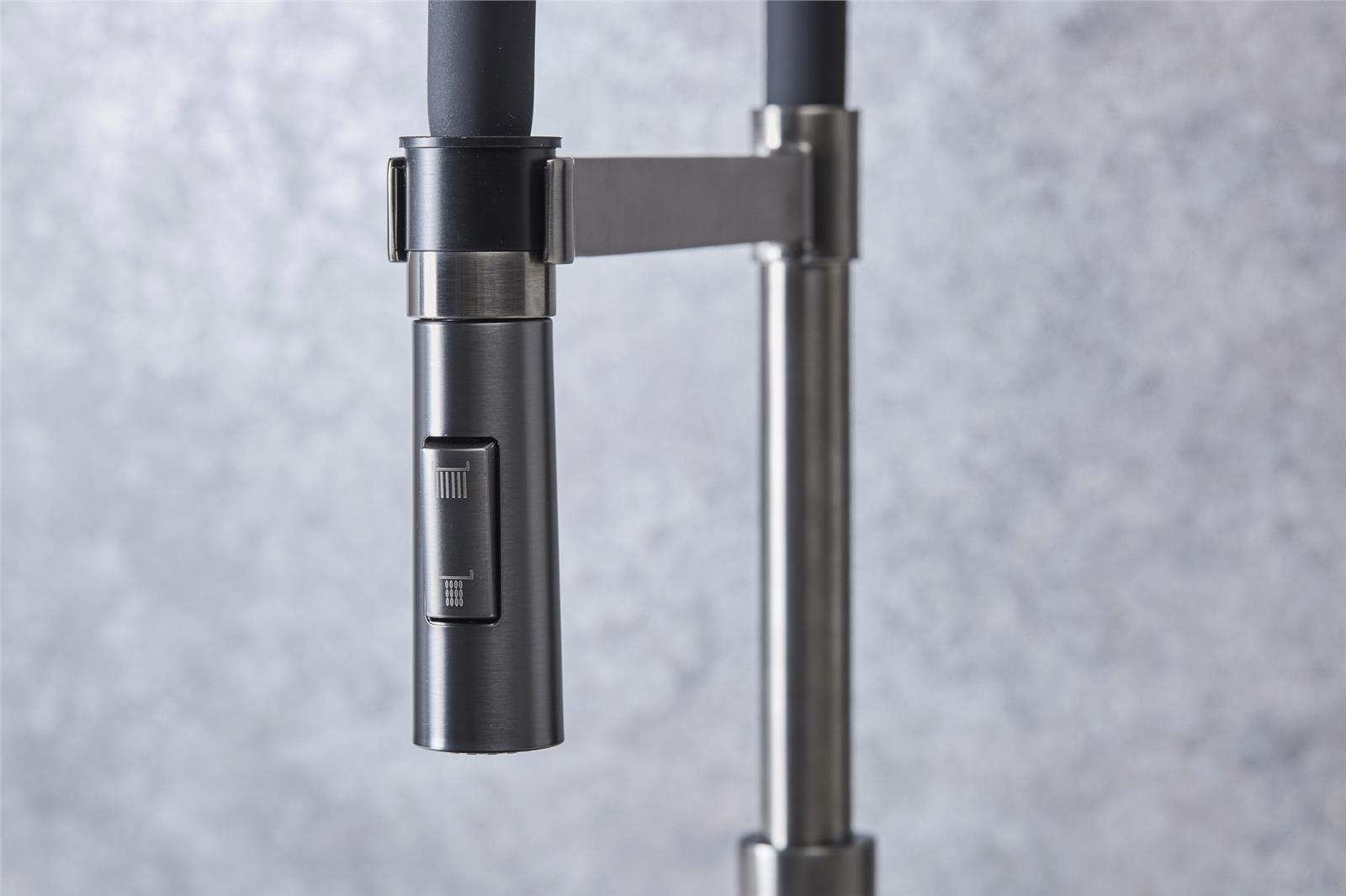 Liquida W24GM S shape Swan Neck 360 Degree Swivel Gun Metal Grey Kitchen Tap