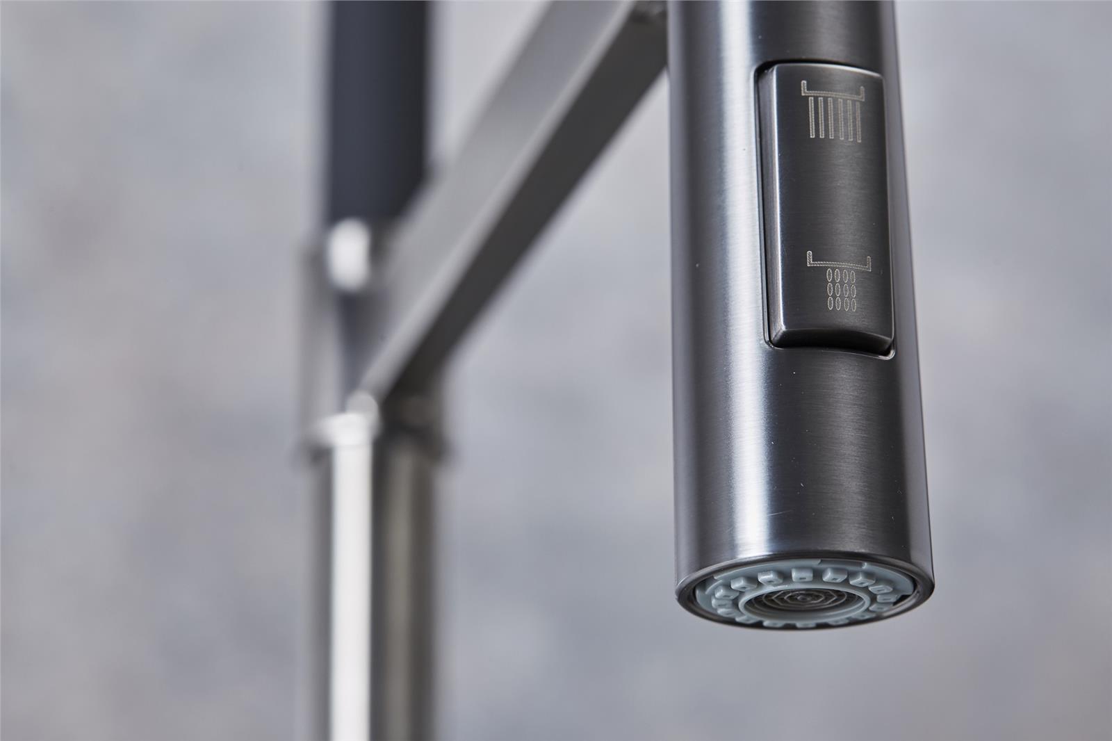 Liquida W24GM S shape Swan Neck 360 Degree Swivel Gun Metal Grey Kitchen Tap