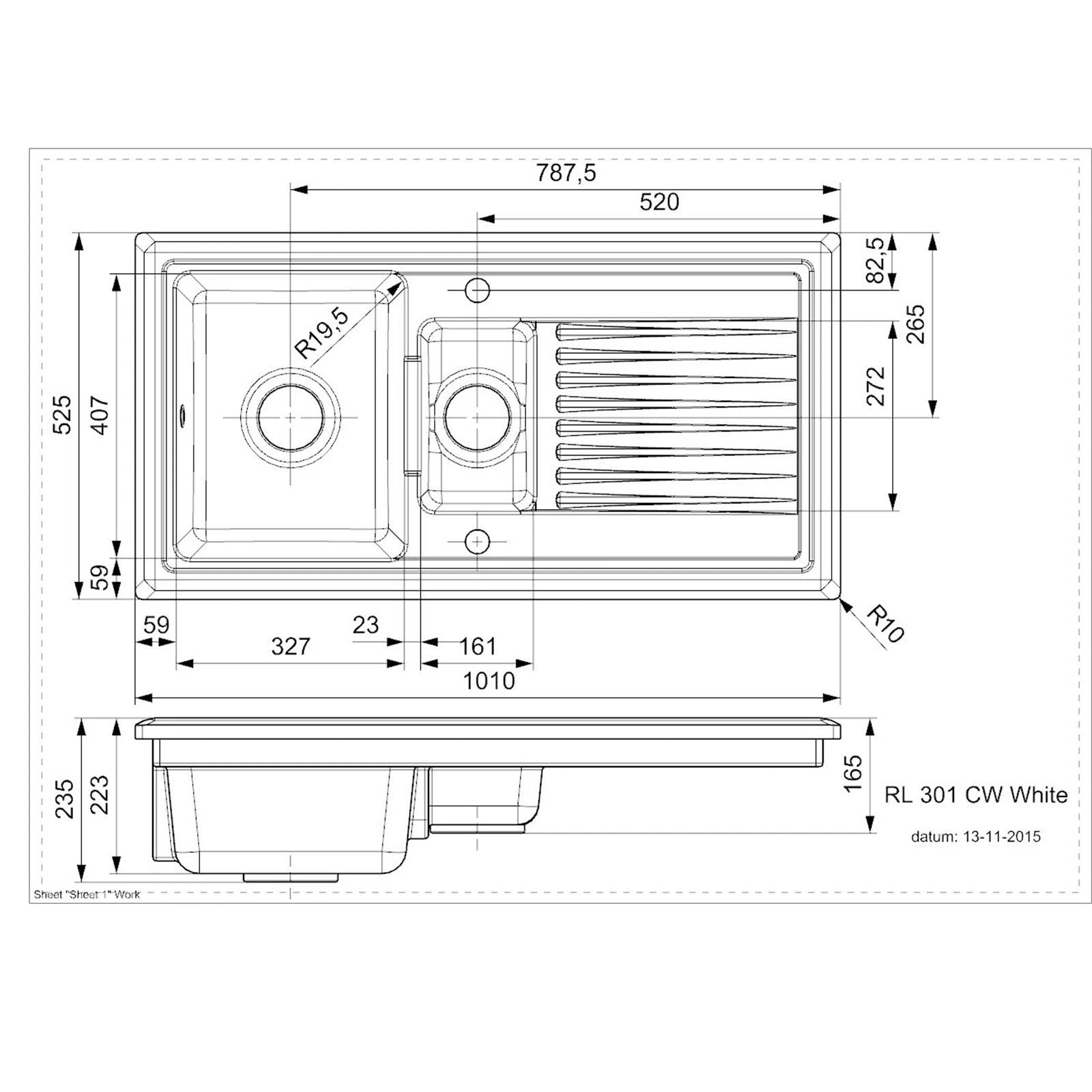 Reginox RL 401CB II Black 1.5 Bowl Inset Reversible Ceramic Kitchen Sink
