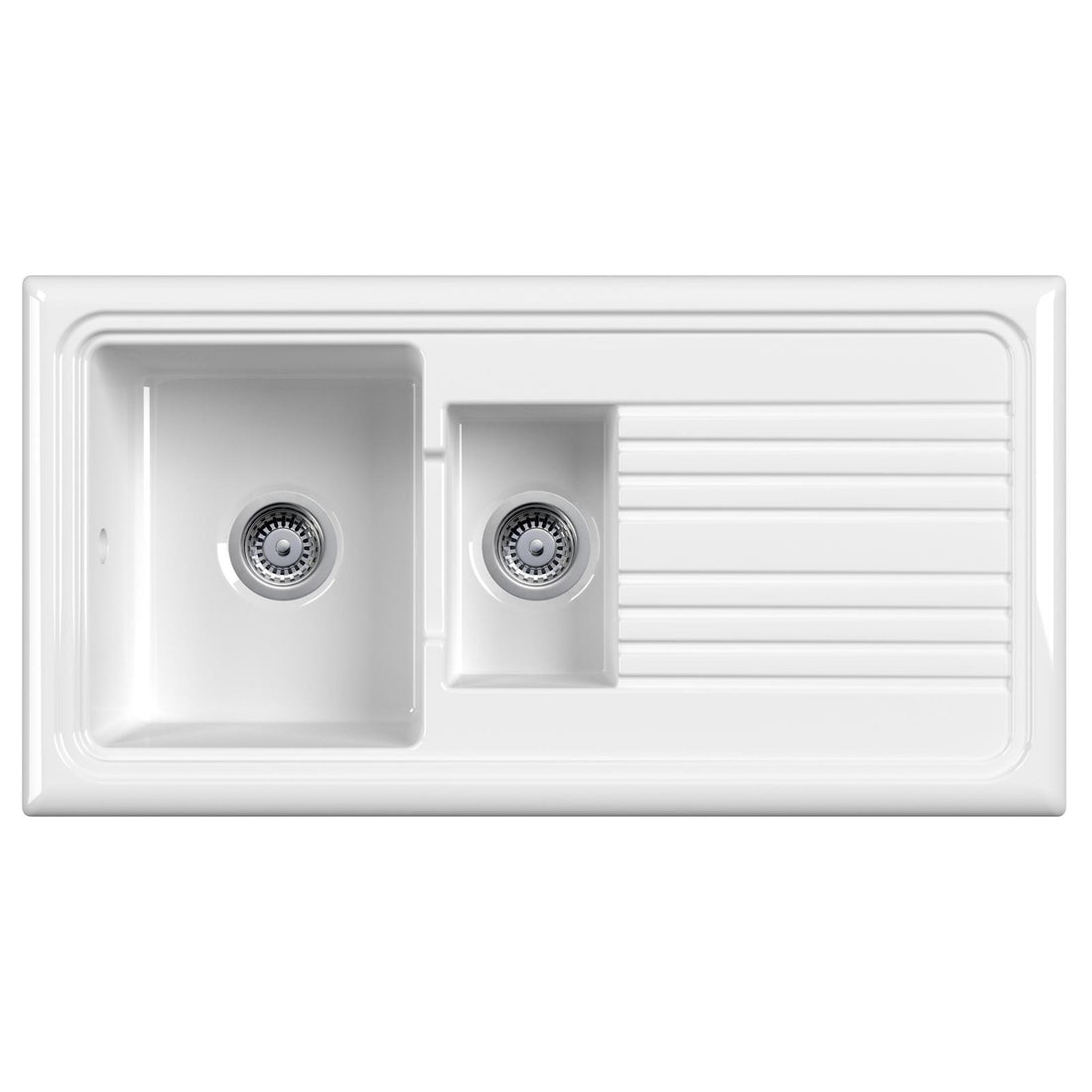 Reginox RL 301CW II White 1.5 Bowl Inset Reversible Ceramic Kitchen Sink