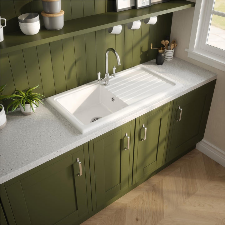 Reginox RL304CW White 1.0 Bowl Inset Reversible Ceramic Kitchen Sink