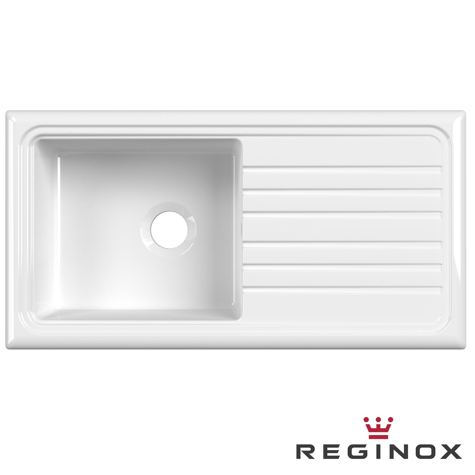 Reginox RL304CW White 1.0 Bowl Inset Reversible Ceramic Kitchen Sink