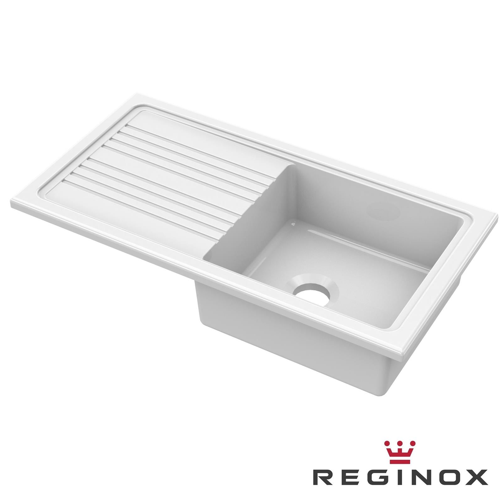 Reginox RL304CW White 1.0 Bowl Inset Reversible Ceramic Kitchen Sink