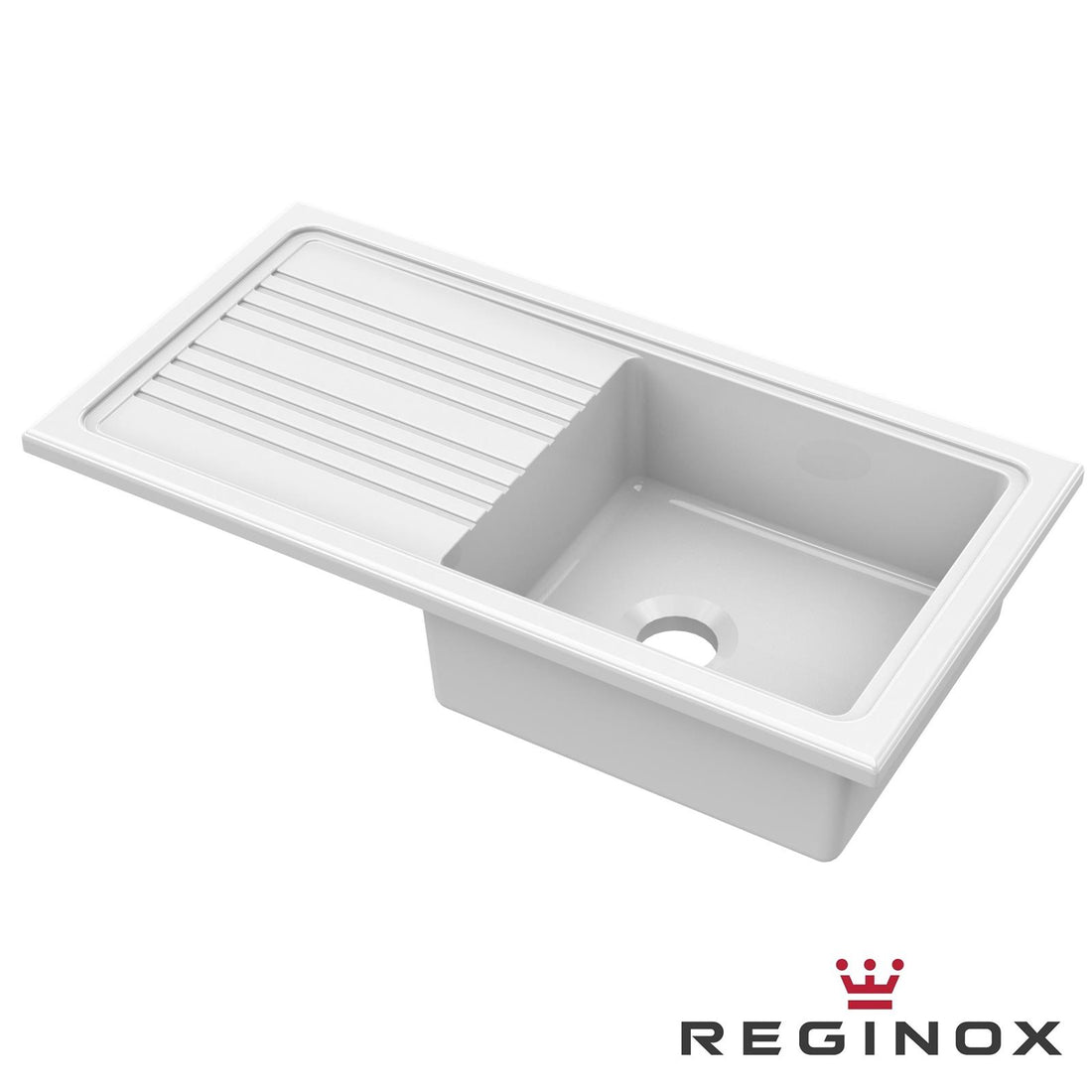 Reginox RL304CW White 1.0 Bowl Inset Reversible Ceramic Kitchen Sink