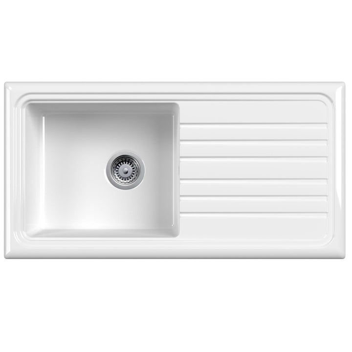 Reginox RL304CW White 1.0 Bowl Inset Reversible Ceramic Kitchen Sink