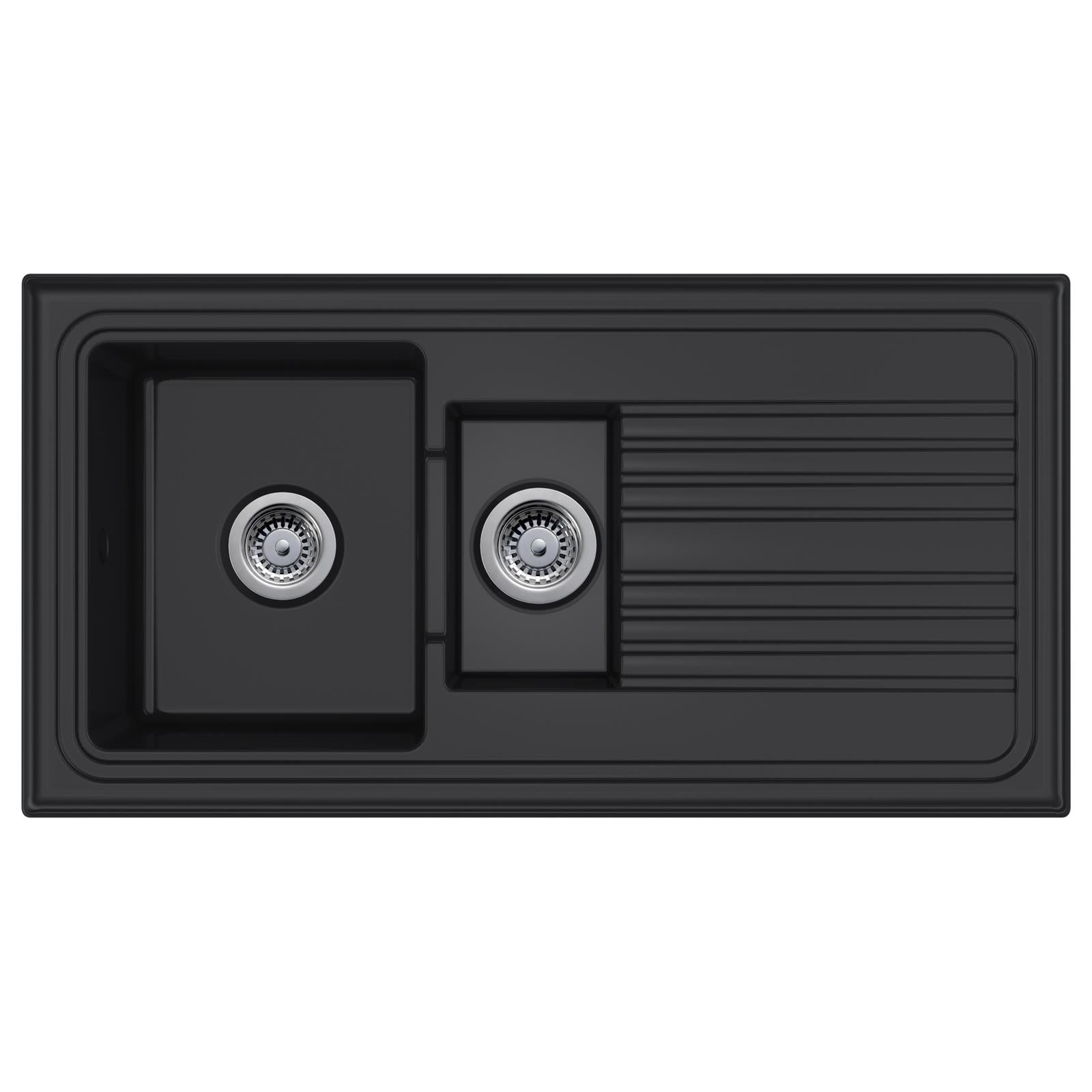 Reginox RL 401CB II Black 1.5 Bowl Inset Reversible Ceramic Kitchen Sink
