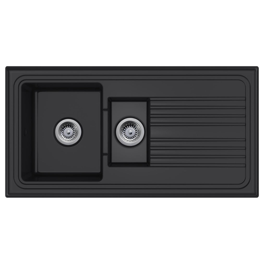 Reginox RL 401CB II Black 1.5 Bowl Inset Reversible Ceramic Kitchen Sink