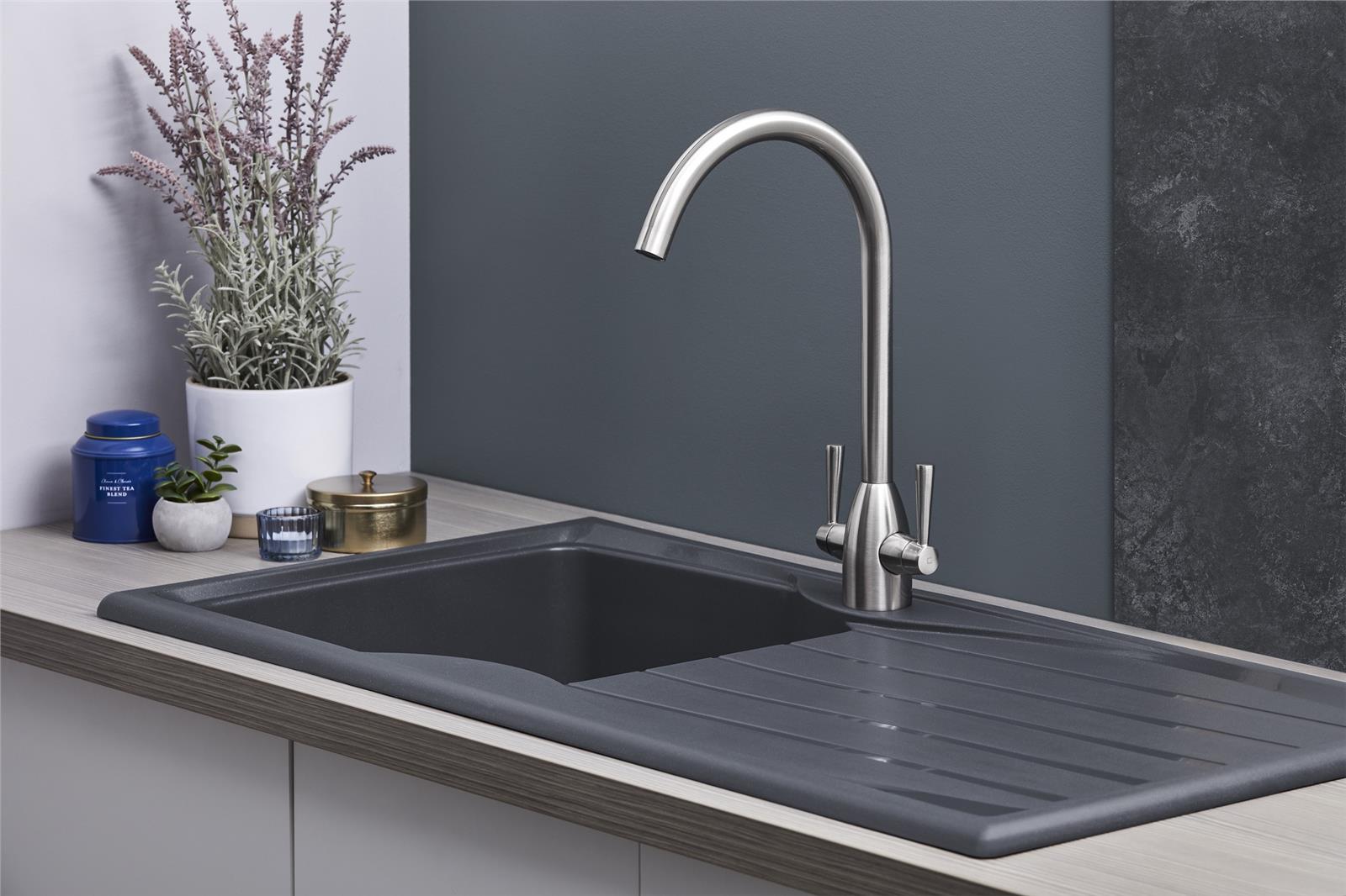 Liquida CMP10GR 1.0 Bowl Reversible Graphite Grey Kitchen Sink And Waste Kit