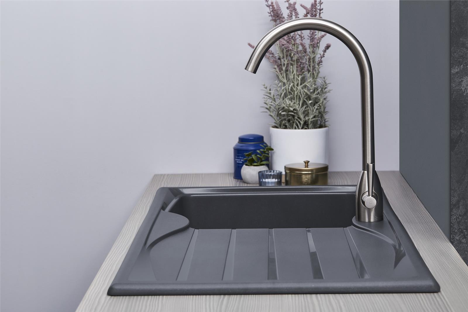 Liquida CMP10GR 1.0 Bowl Reversible Graphite Grey Kitchen Sink And Waste Kit