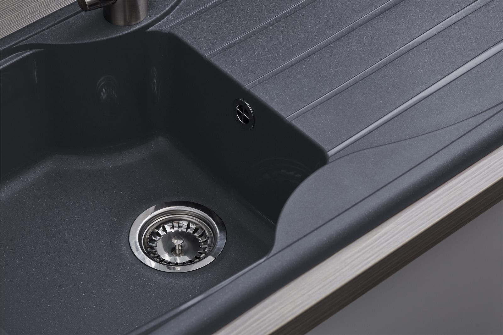 Liquida CMP10GR 1.0 Bowl Reversible Graphite Grey Kitchen Sink And Waste Kit
