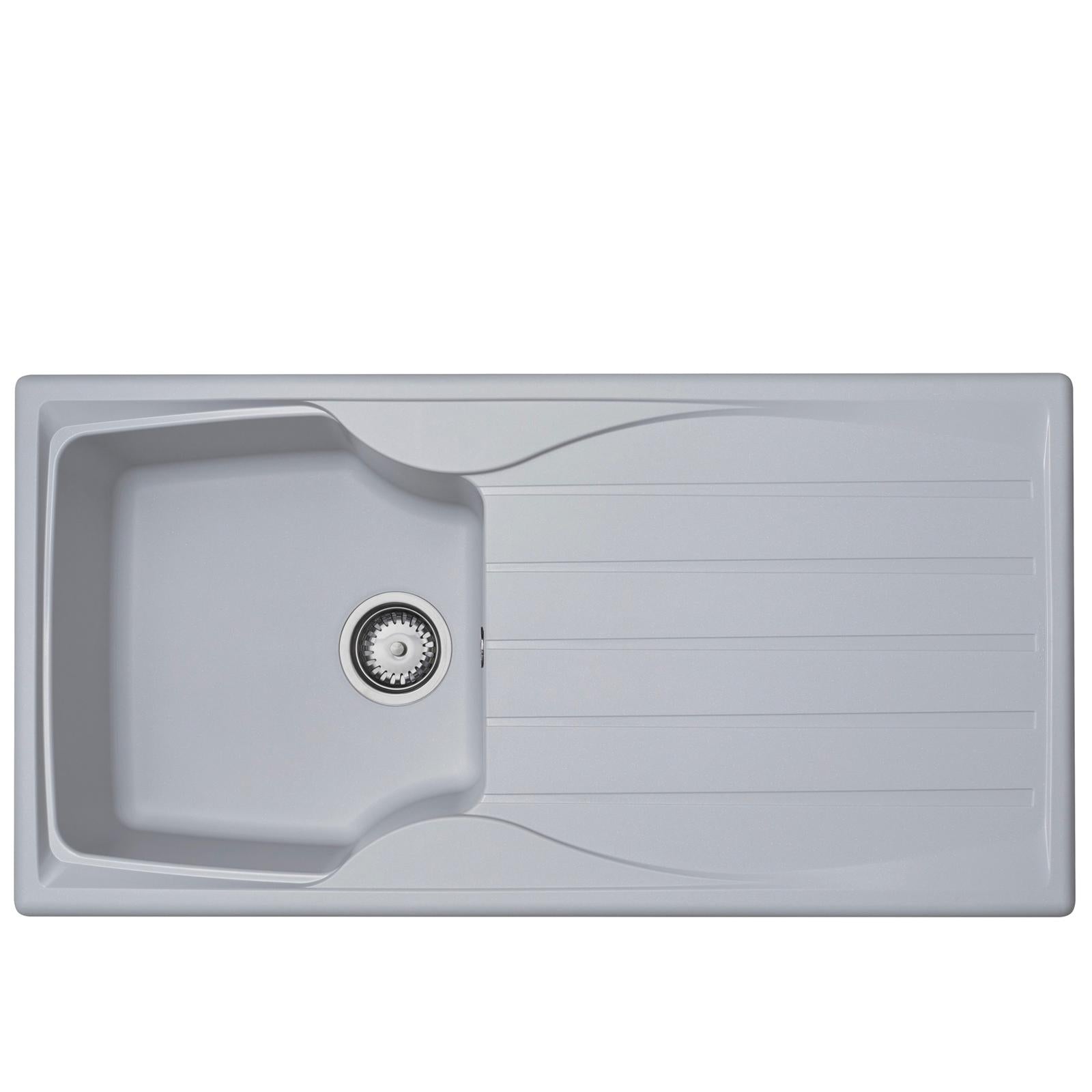 Liquida CMP10LG 1.0 Bowl Reversible Light Grey Kitchen Sink And Waste Kit
