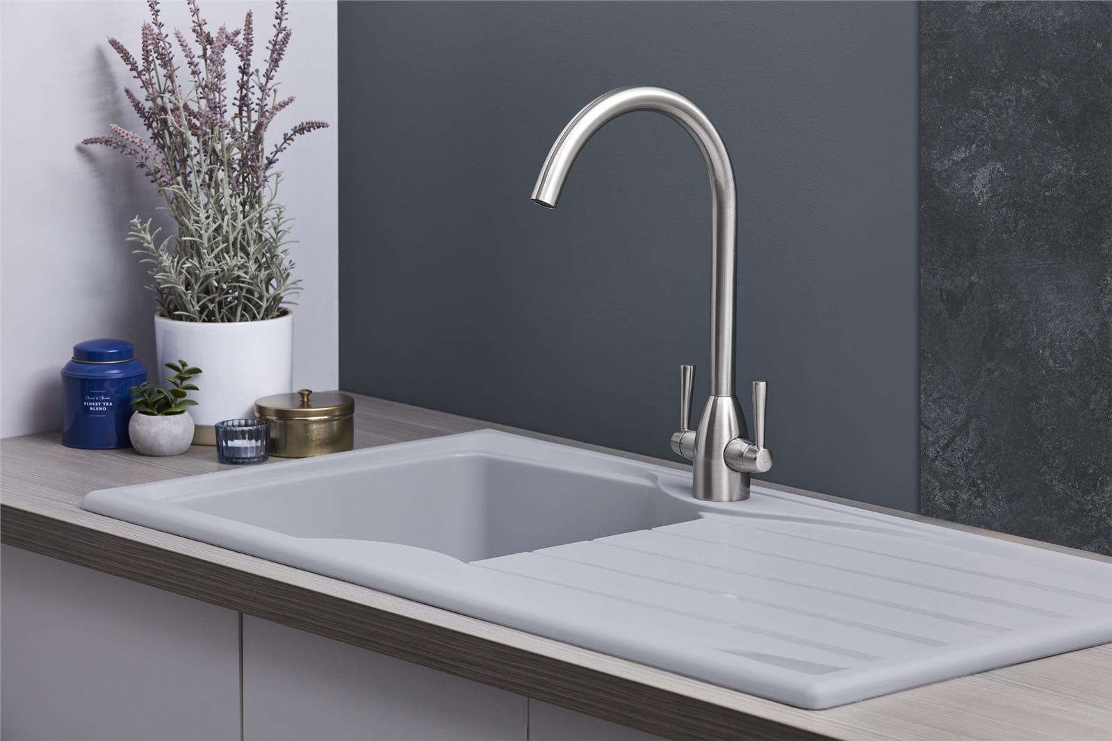 Liquida CMP10LG 1.0 Bowl Reversible Light Grey Kitchen Sink And Waste Kit