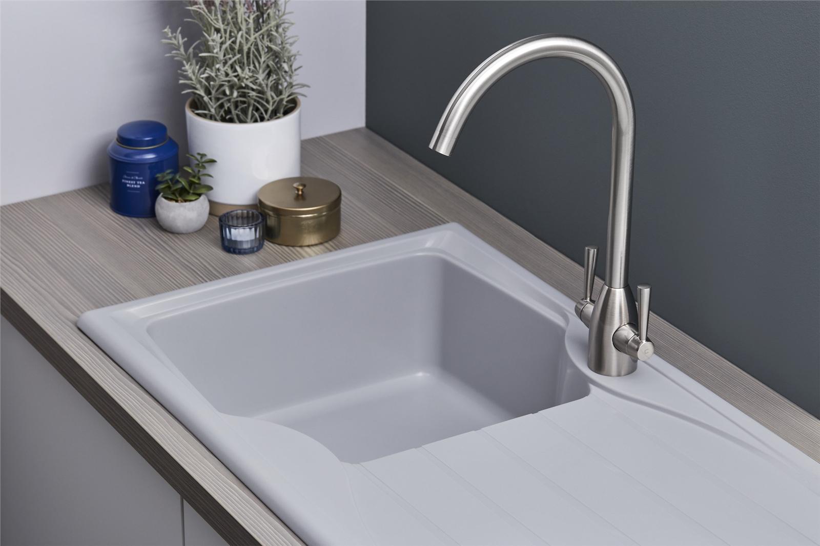Liquida CMP10LG 1.0 Bowl Reversible Light Grey Kitchen Sink And Waste Kit
