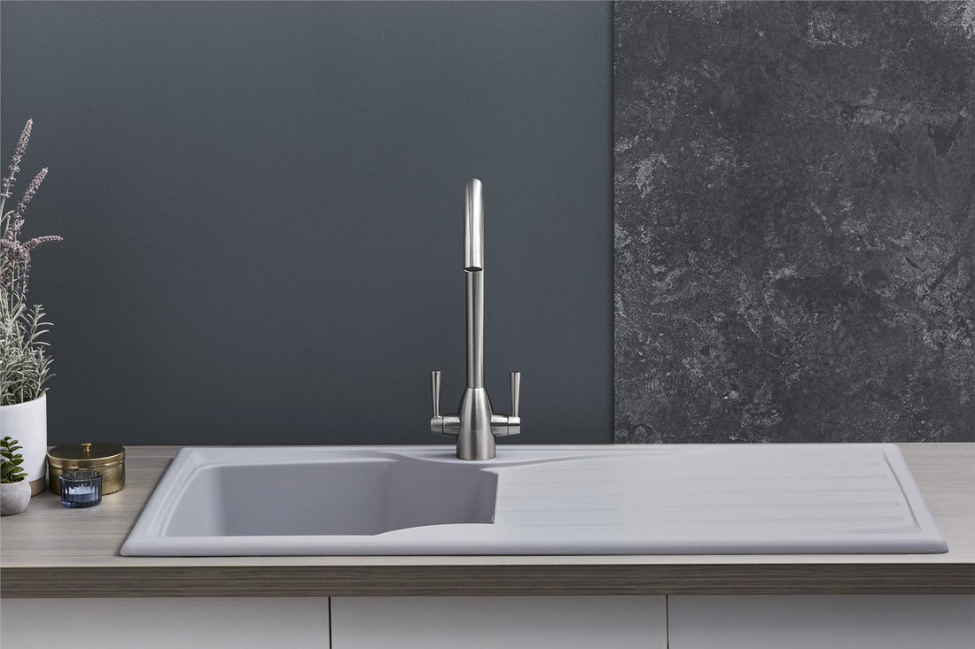 Liquida CMP10LG 1.0 Bowl Reversible Light Grey Kitchen Sink And Waste Kit
