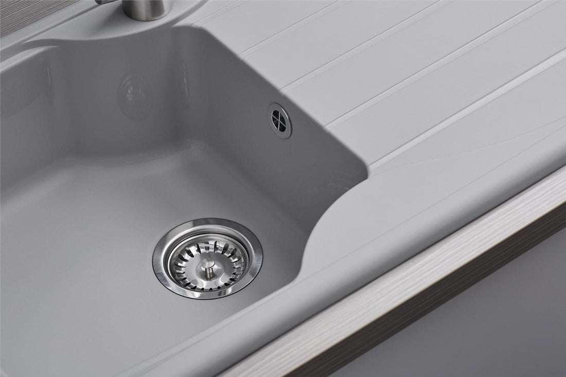 Liquida CMP10LG 1.0 Bowl Reversible Light Grey Kitchen Sink And Waste Kit