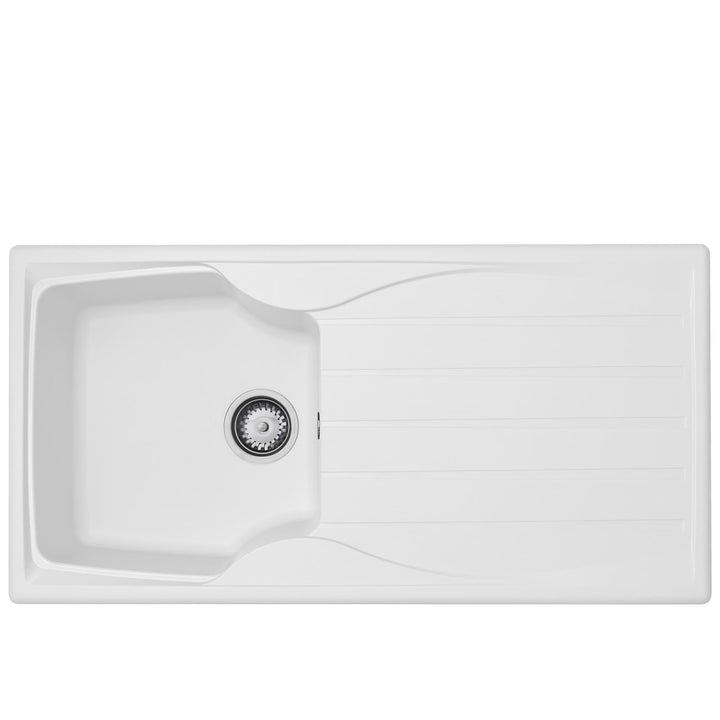 Liquida CMP10WH 1.0 Bowl Reversible White Kitchen Sink And Waste Kit