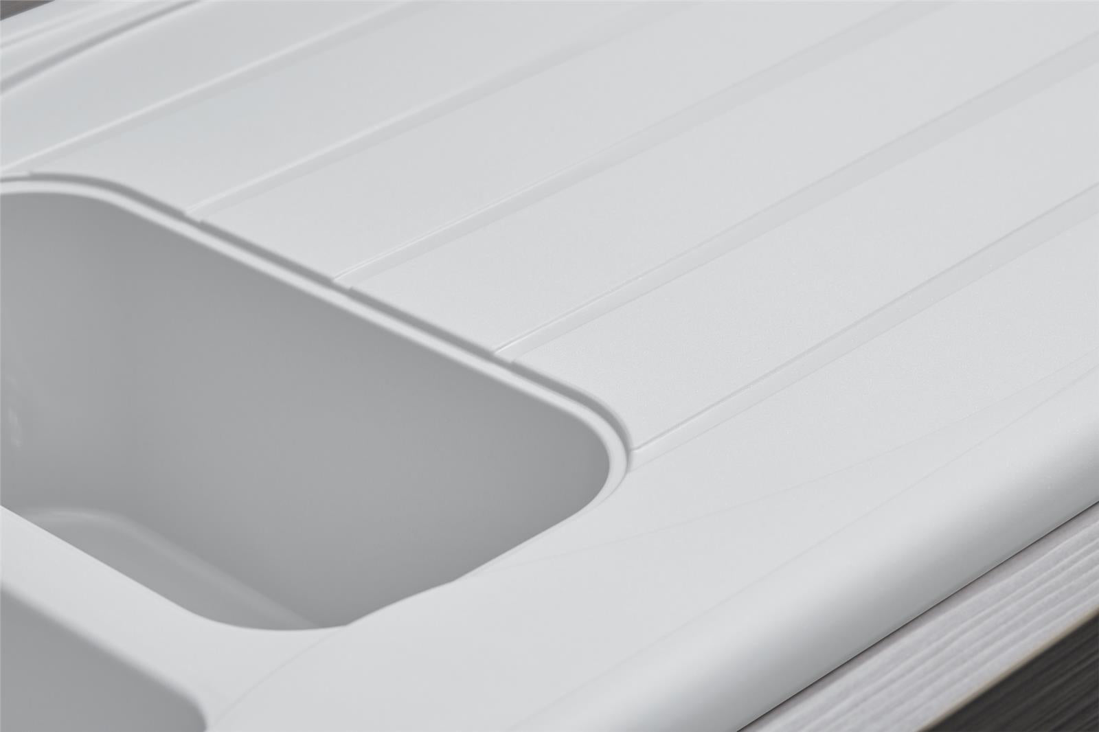 Liquida CMP15WH 1.5 Bowl Reversible White Kitchen Sink And Waste Kit