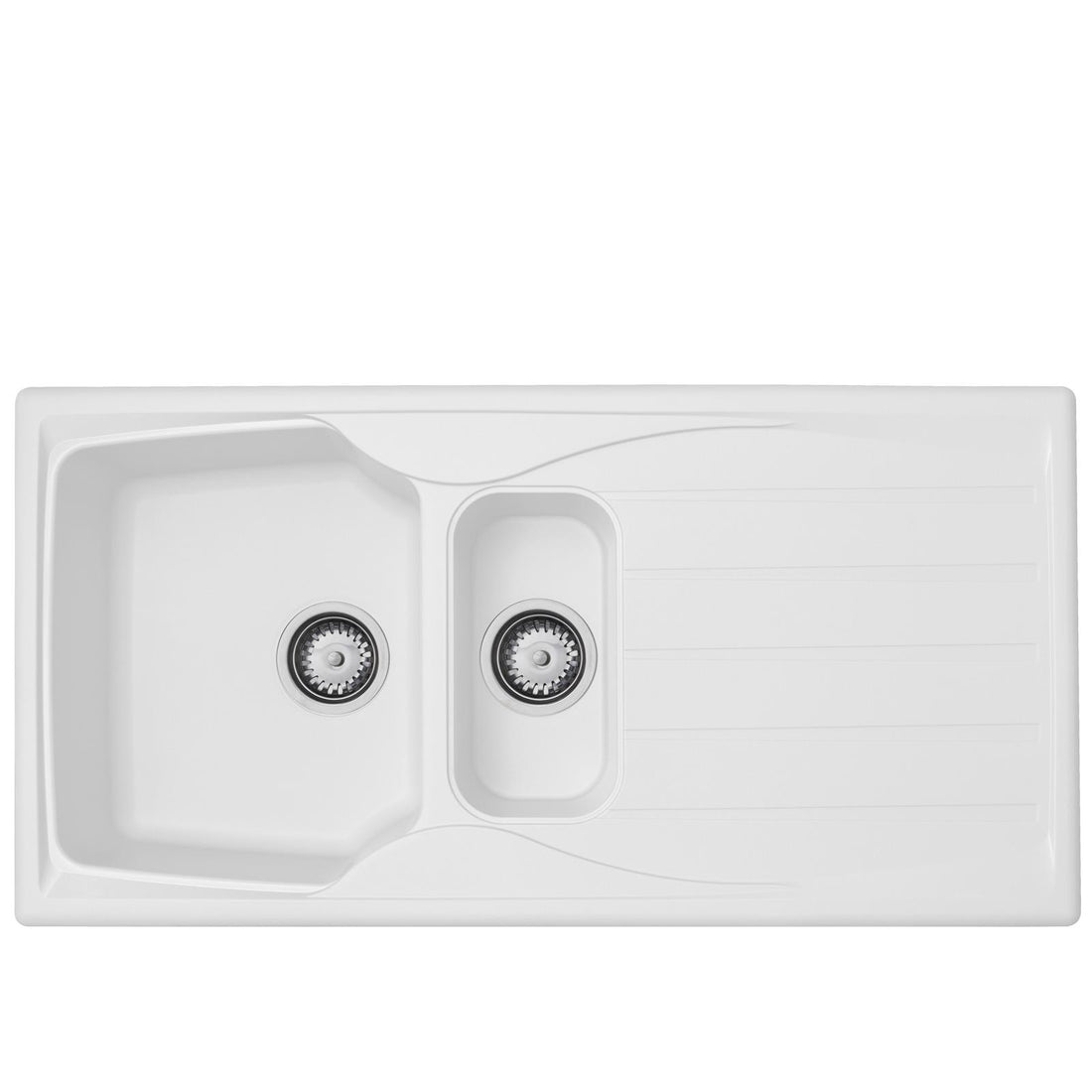 Liquida CMP15WH 1.5 Bowl Reversible White Kitchen Sink And Waste Kit - GRADED