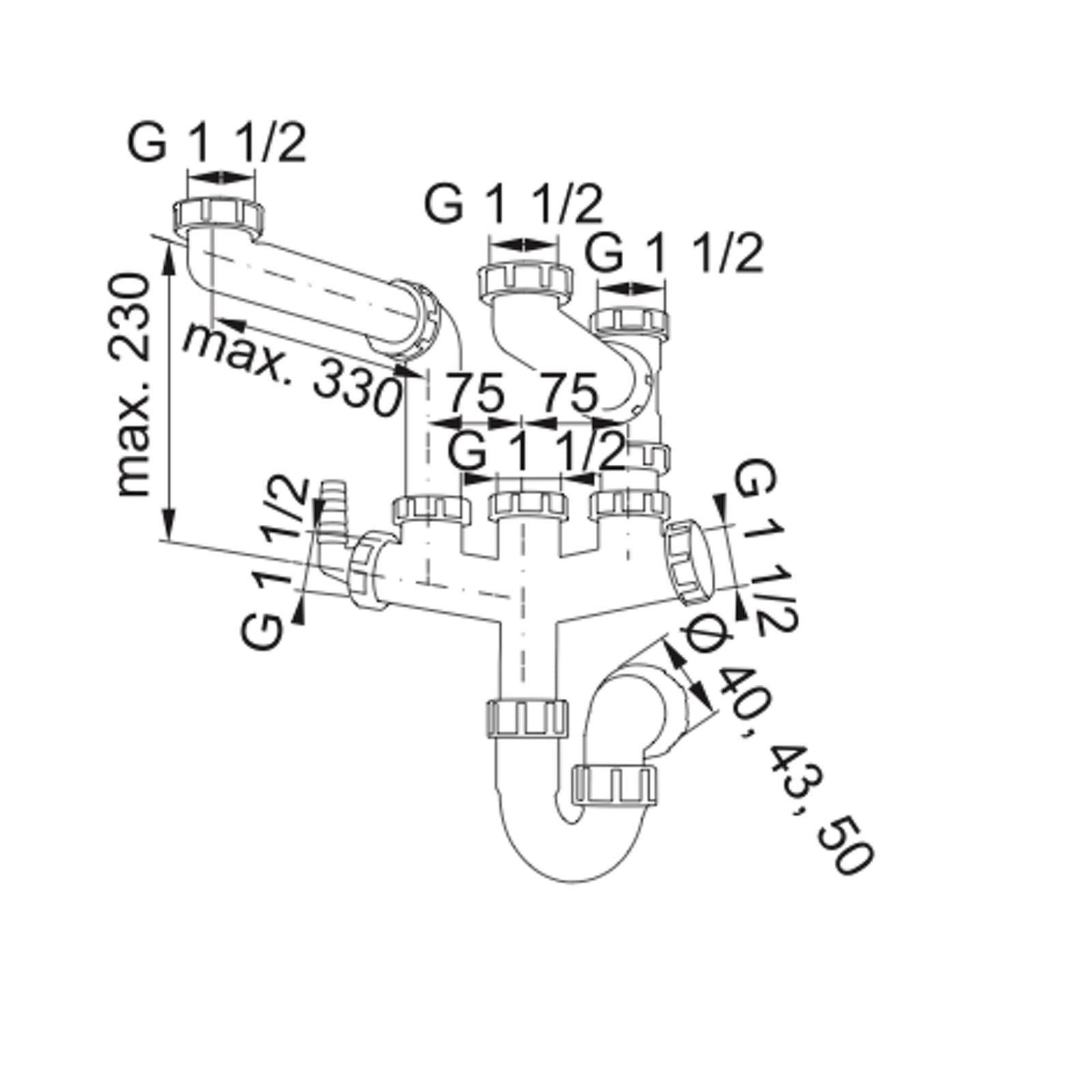 Franke 112.0052.536 Kitchen Sink Siphon 2 Plumbing Kit
