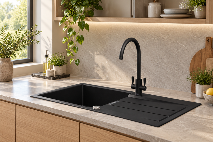 Franke Sirius S2D611CB 1 Bowl Tectonite Carbon Black Kitchen Sink 1000x500mm