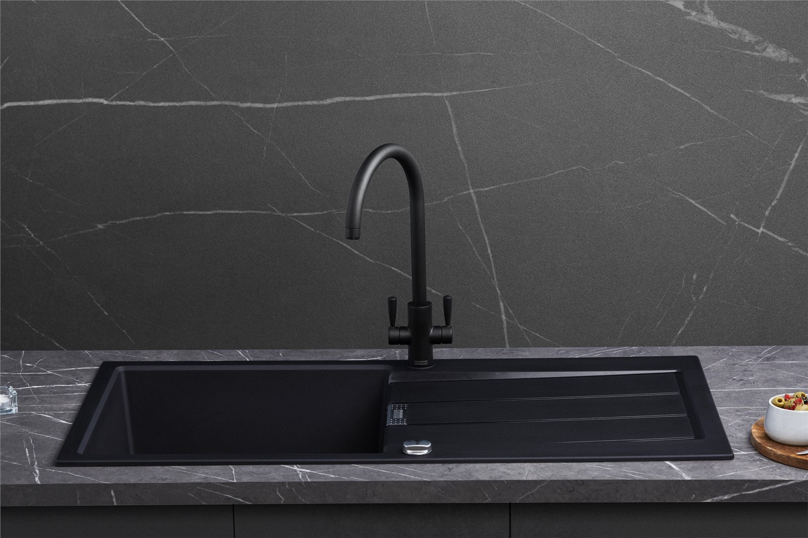 Franke Sirius S2D611CB 1.0 Bowl Tectonite Carbon Black Reversible Kitchen Sink