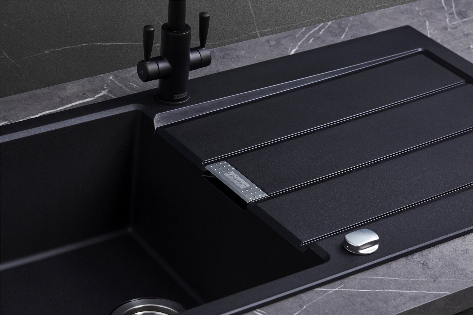 Franke Sirius S2D611CB 1.0 Bowl Tectonite Carbon Black Reversible Kitchen Sink