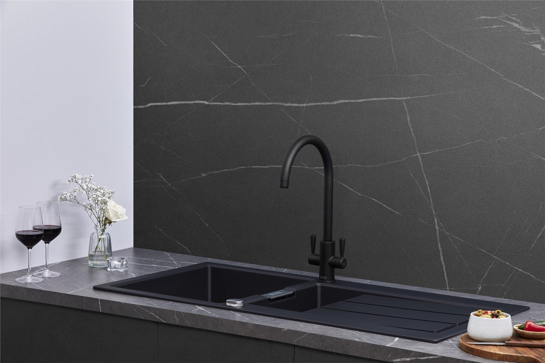 Franke Sirius S2D651CB 1.5 Bowl Tectonite Reversible Black Kitchen Sink - GRADED