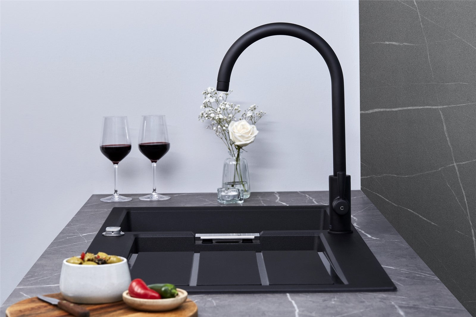 Franke Sirius S2D651CB 1.5 Bowl Tectonite Reversible Black Kitchen Sink - GRADED