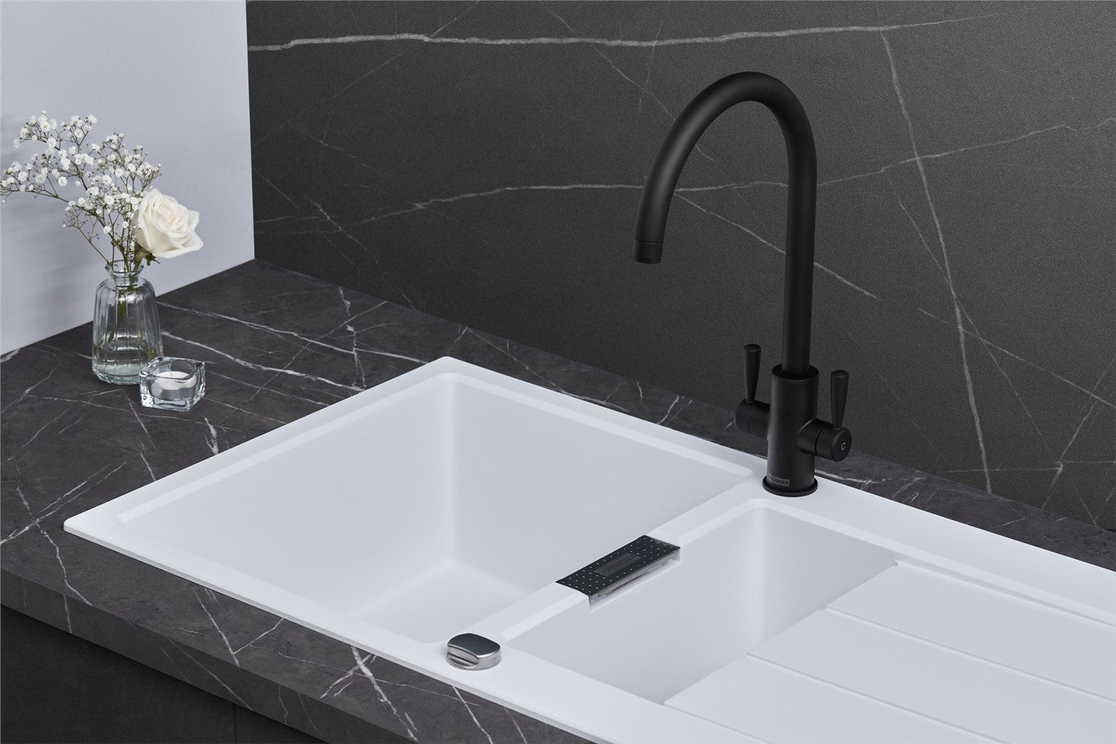 Franke Sirius S2D651PW 1.5 Bowl Tectonite Reversible Polar White Kitchen Sink