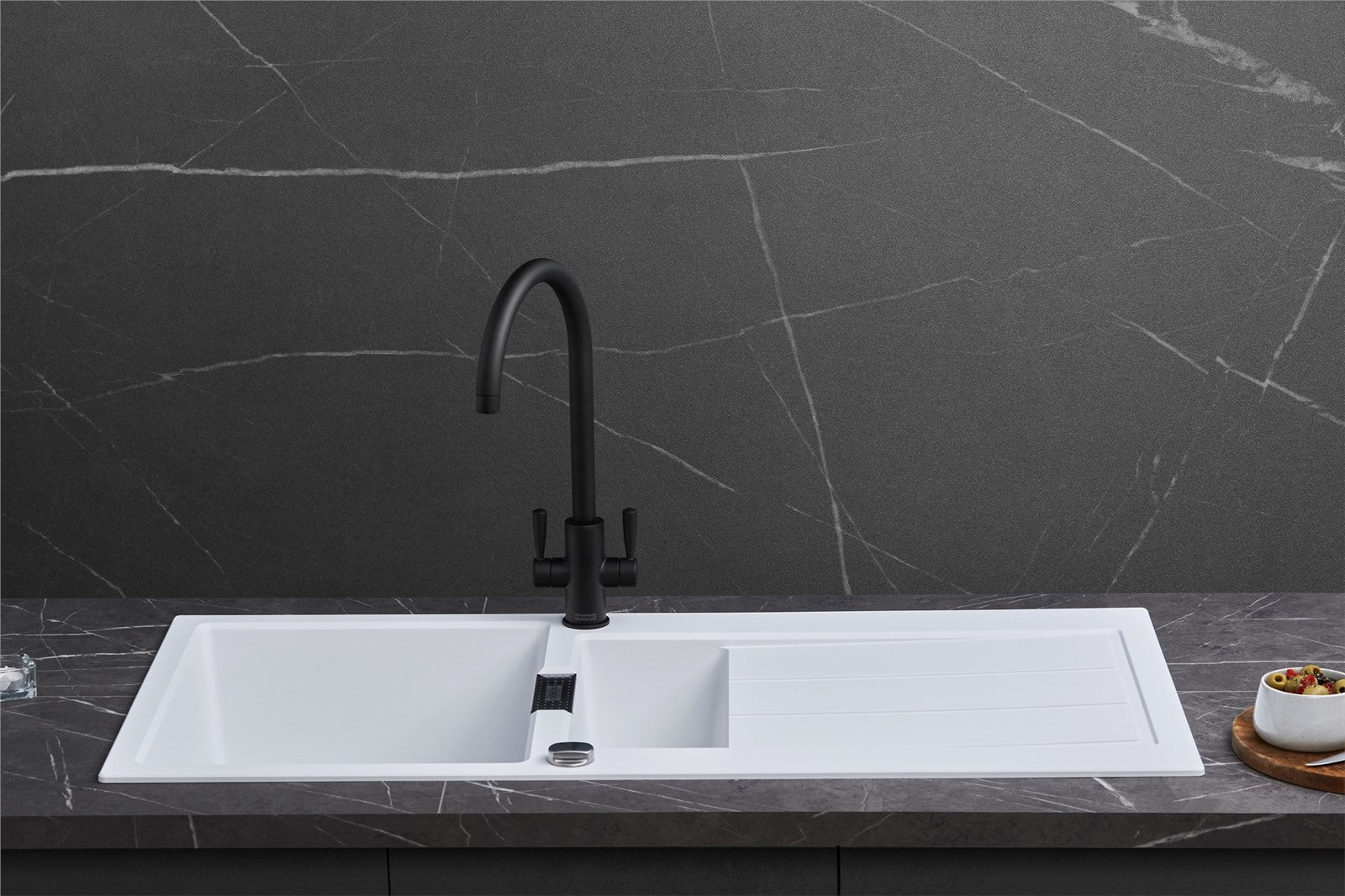 Franke Sirius S2D651PW 1.5 Bowl Tectonite Reversible Polar White Kitchen Sink