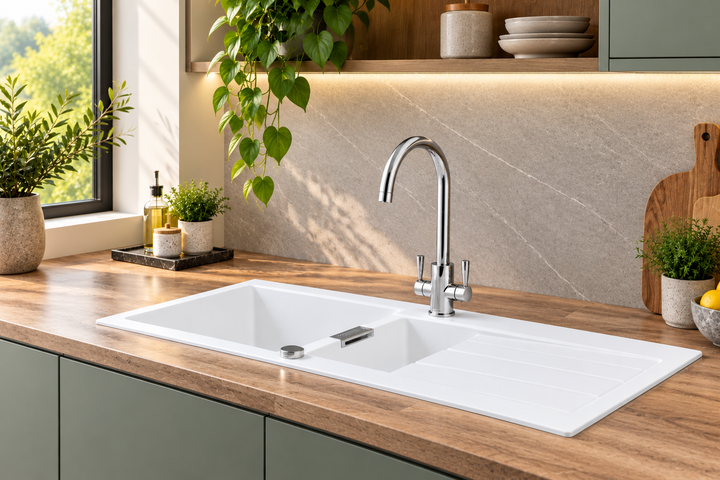 Franke Sirius S2D651PW 1.5 Bowl Tectonite Polar White Kitchen Sink 1000x500mm