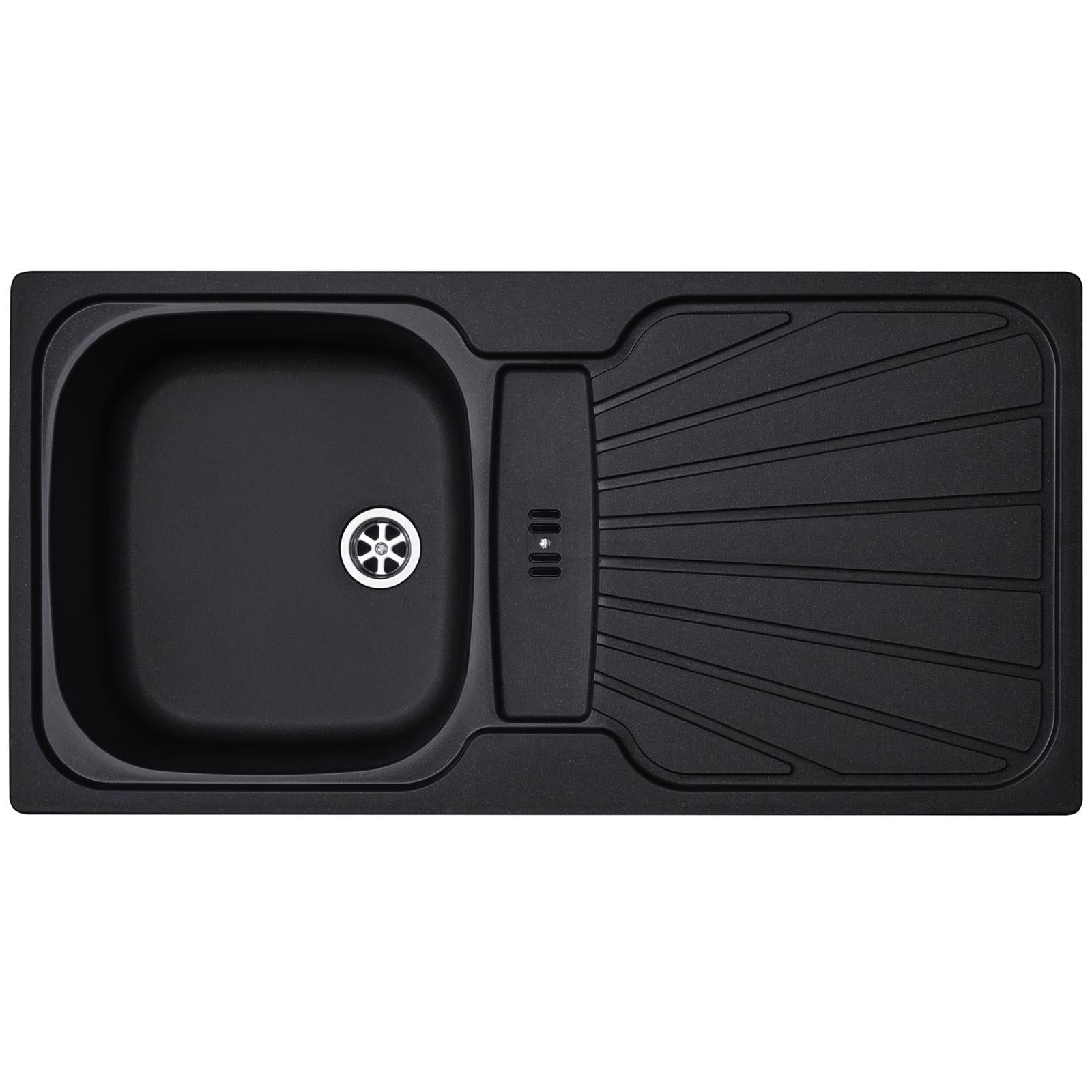 Liquida CMP5BL 1.0 Bowl Black Kitchen Sink With CT453MB Black Pull Out Tap