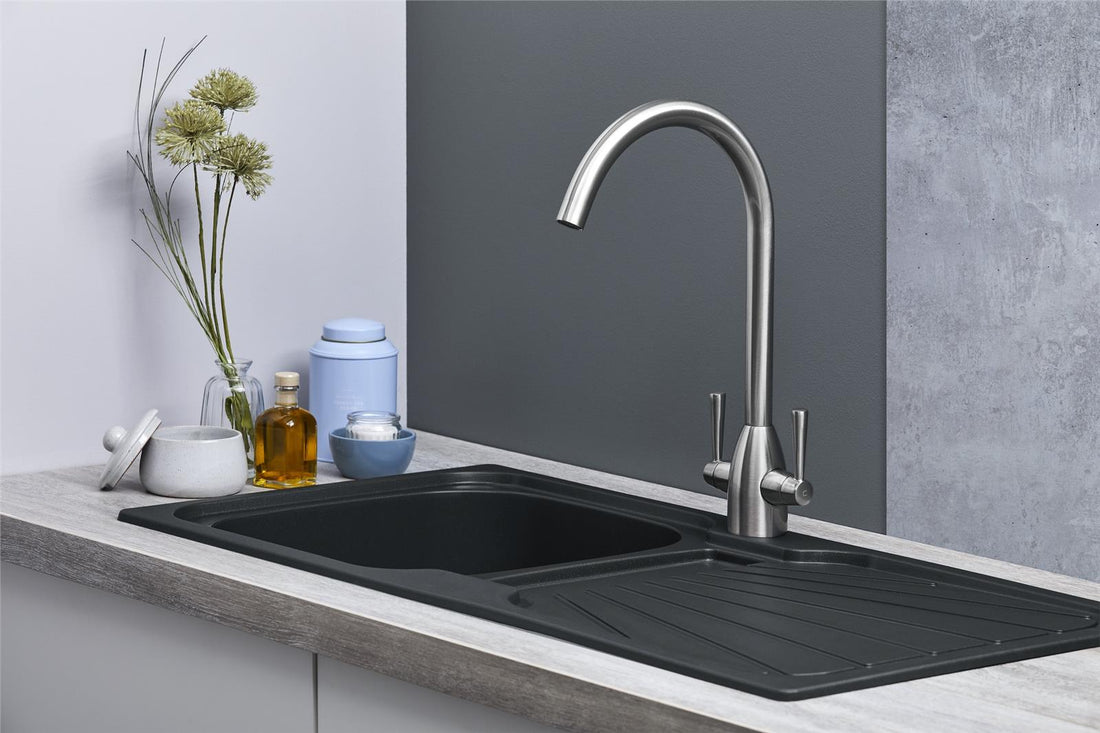 Liquida CMP5BL 1.0 Bowl Reversible Inset Black Kitchen Sink - GRADED