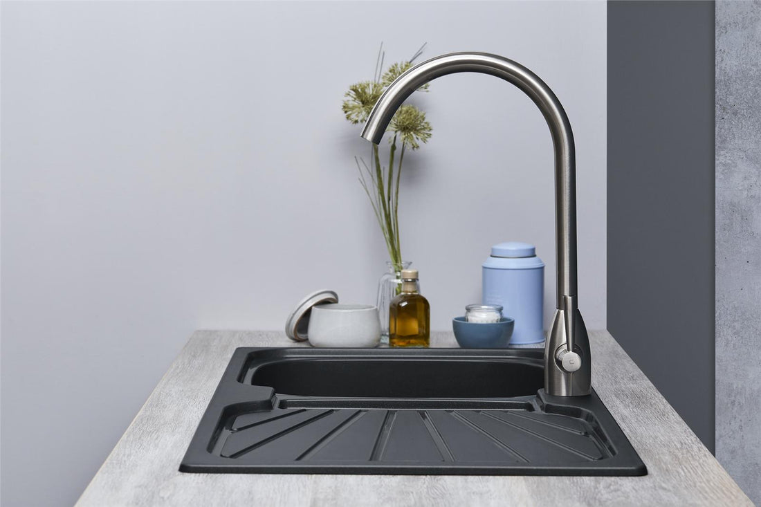 Liquida CMP5BL 1.0 Bowl Reversible Inset Black Kitchen Sink - GRADED