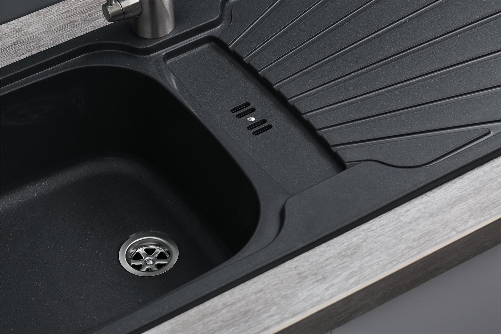 Liquida CMP5BL 1.0 Bowl Reversible Inset Black Kitchen Sink - GRADED