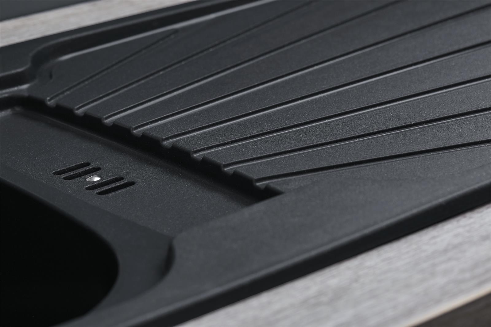 Liquida CMP5BL 1.0 Bowl Black Kitchen Sink With CT453MB Black Pull Out Tap