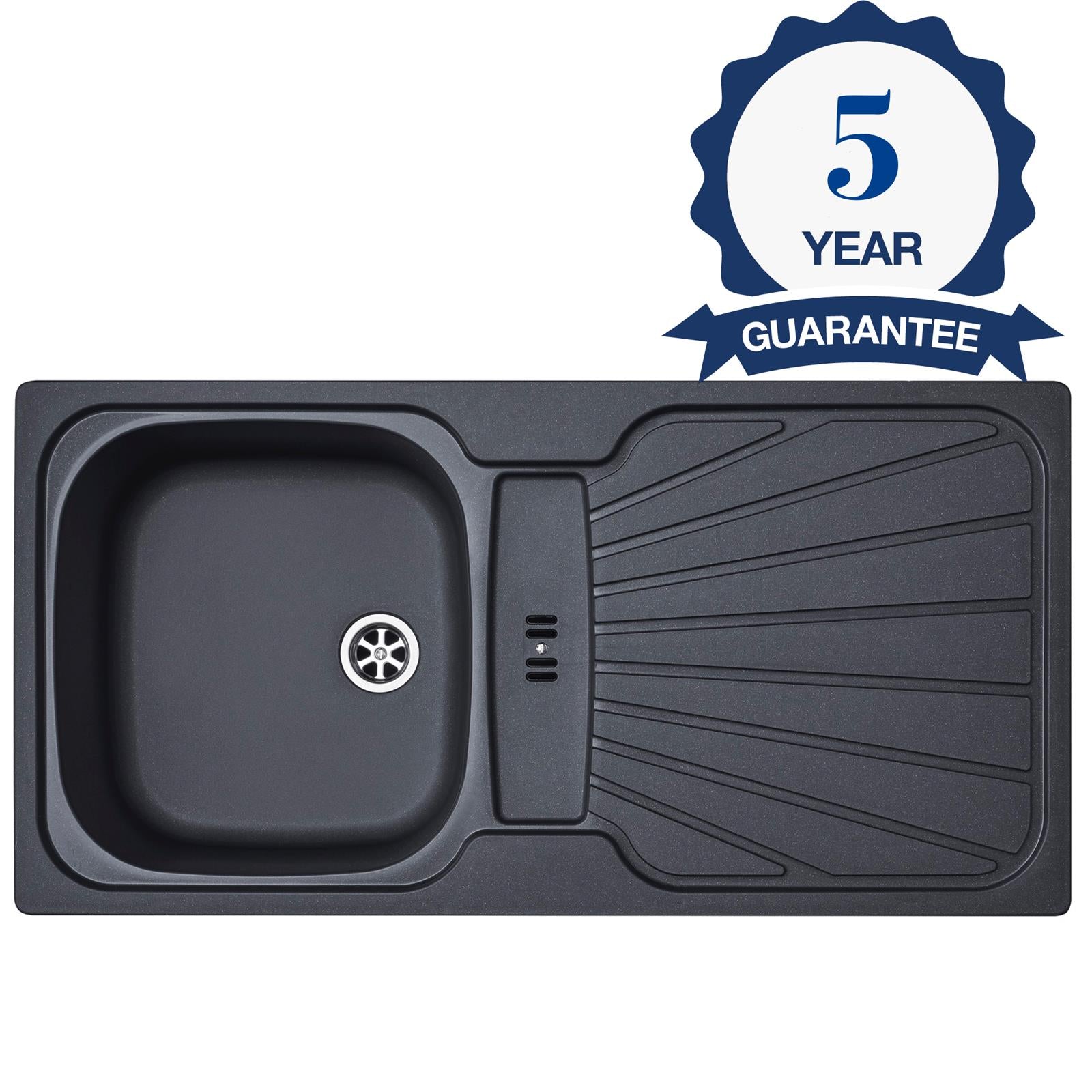 Liquida CMP5GR 1.0 Bowl Reversible Graphite Grey Kitchen Sink With Waste Kit