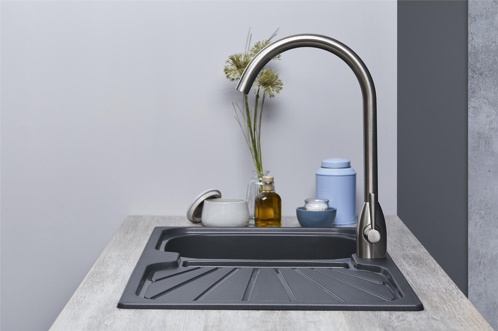 Liquida CMP5GR 1.0 Bowl Reversible Graphite Grey Kitchen Sink With Waste Kit