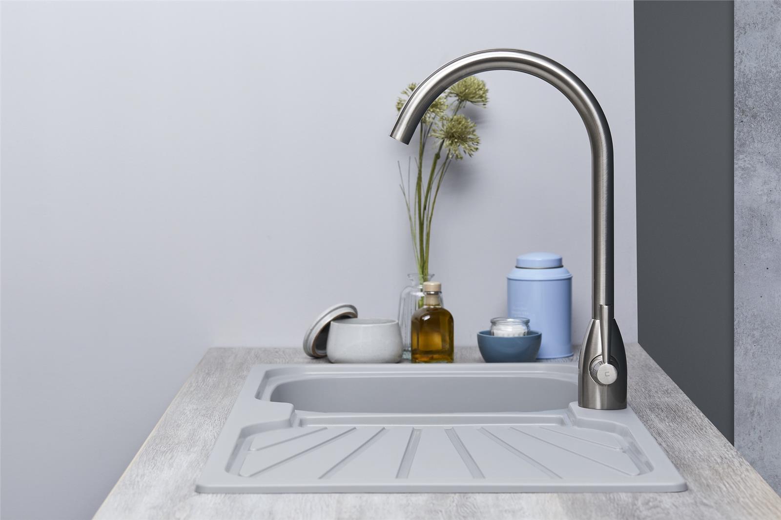 Liquida CMP5LG 1.0 Bowl Reversible Light Grey Kitchen Sink With Waste Kit