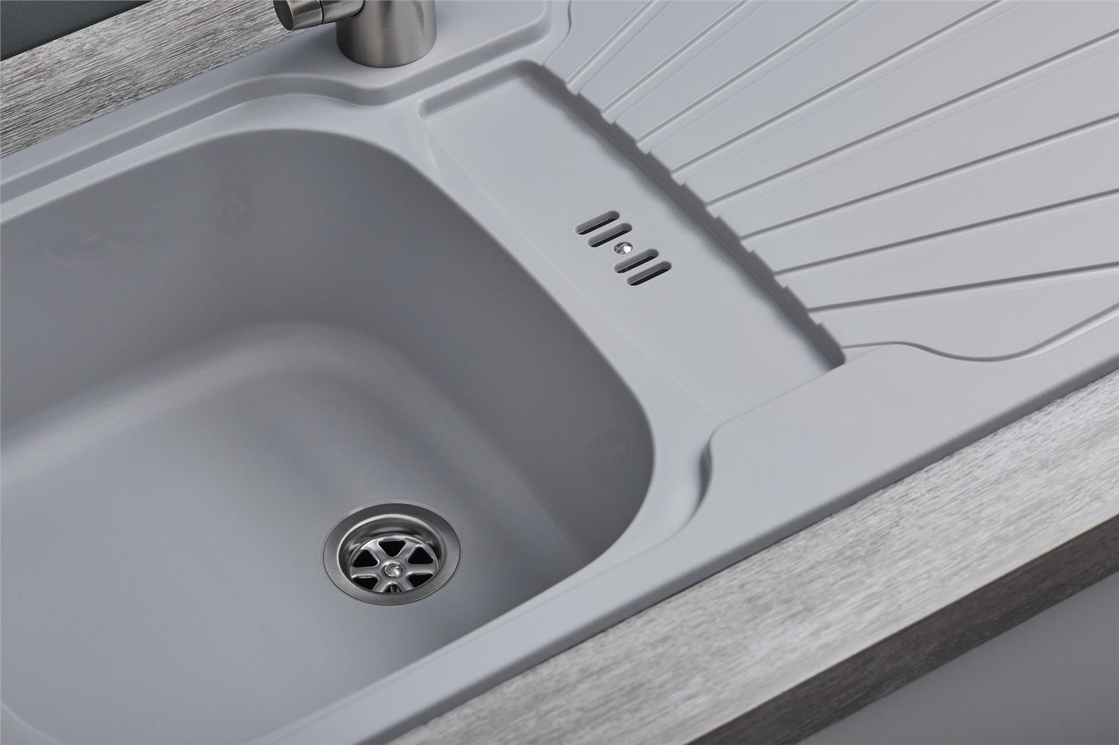 Liquida CMP5LG 1.0 Bowl Reversible Light Grey Kitchen Sink With Waste Kit