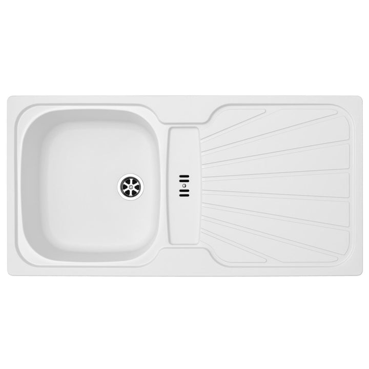 Liquida CMP5WH 1.0 Bowl Reversible Inset White Kitchen Sink With Waste Kit