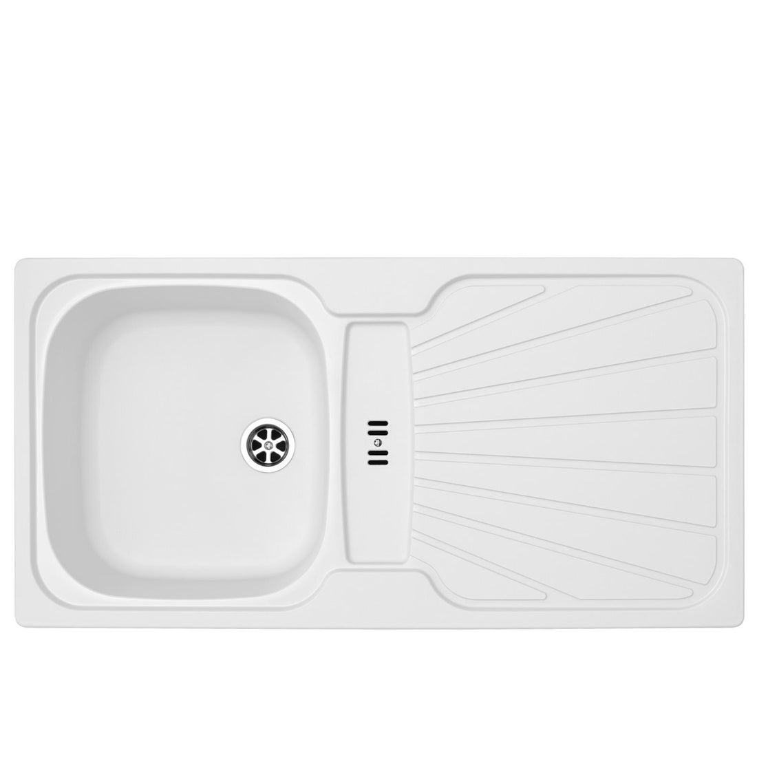 Liquida CMP5WH 1.0 Bowl White Kitchen Sink With LC02WH White Mixer Tap