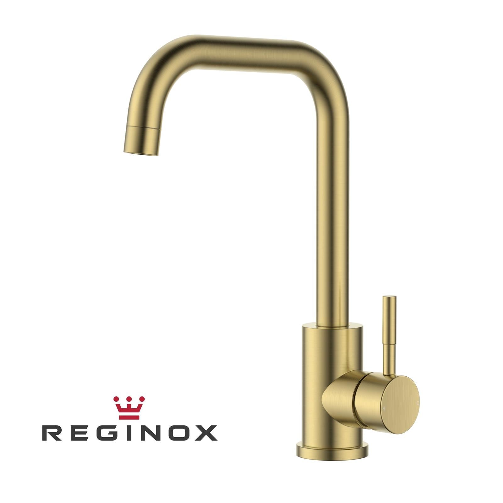 Reginox Salina BG Single Lever Square Neck Brushed Gold Kitchen Mixer Tap