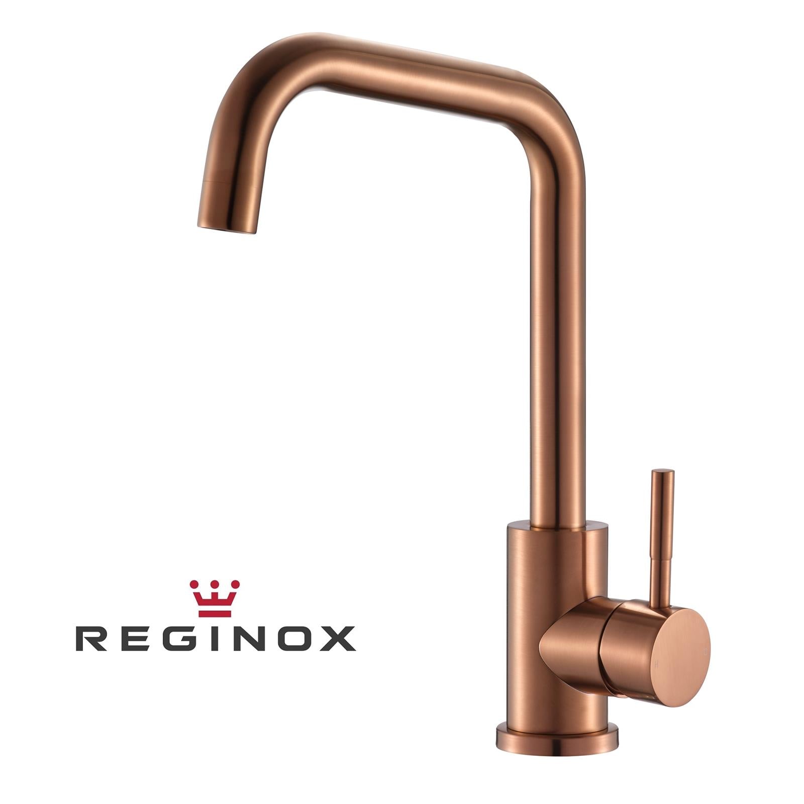 Reginox Salina CP Single Lever Square Neck Copper Kitchen Mixer Tap