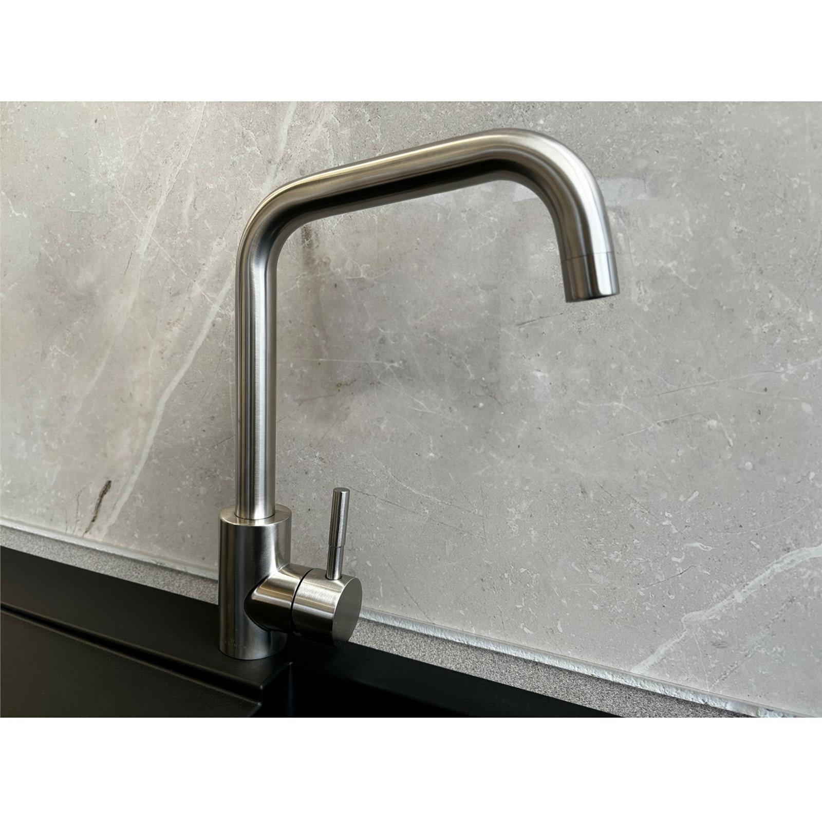 Reginox Salina BN Brushed Nickel Single Lever Square Neck Kitchen Tap - GRADED