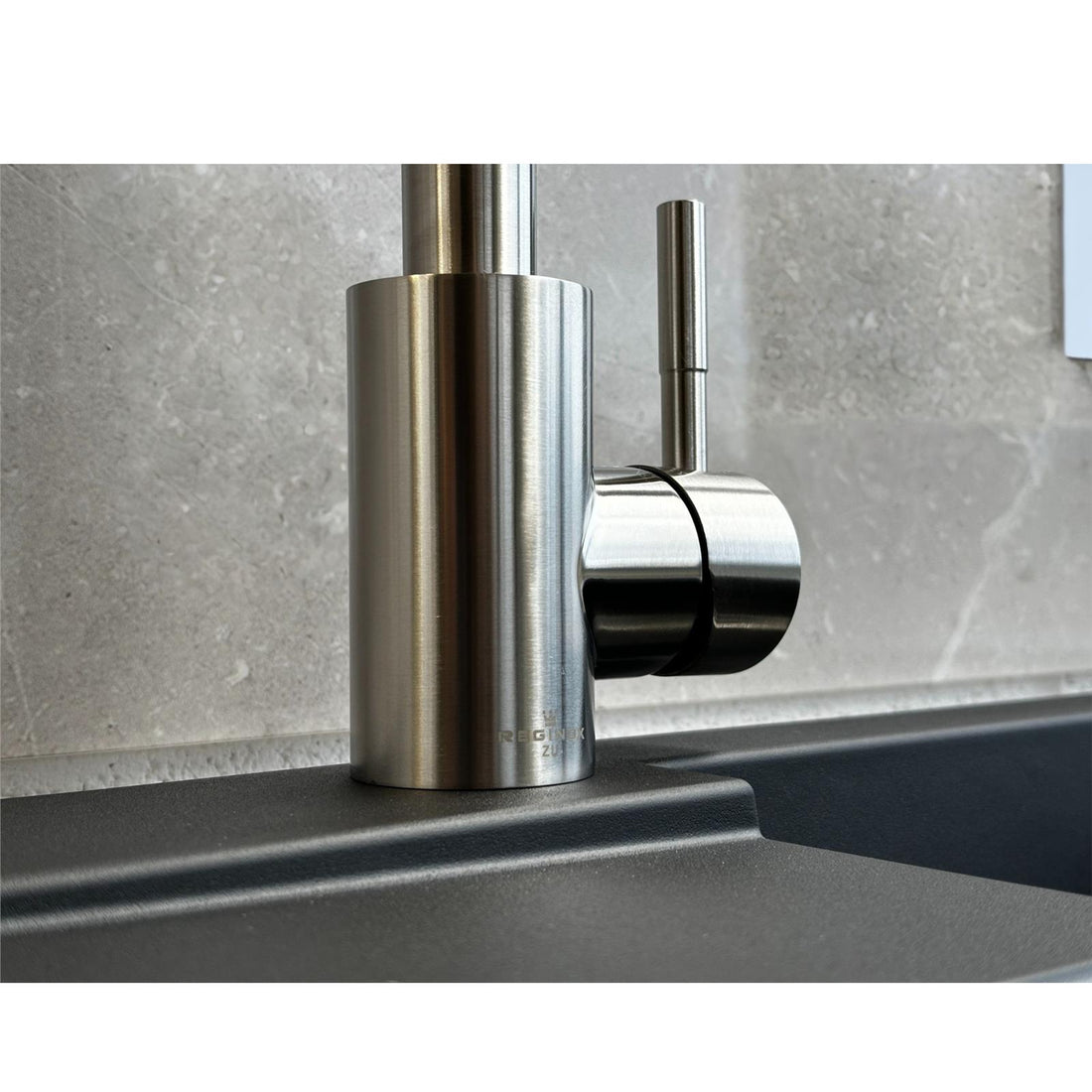 Reginox Salina BN Brushed Nickel Single Lever Square Neck Kitchen Tap - GRADED