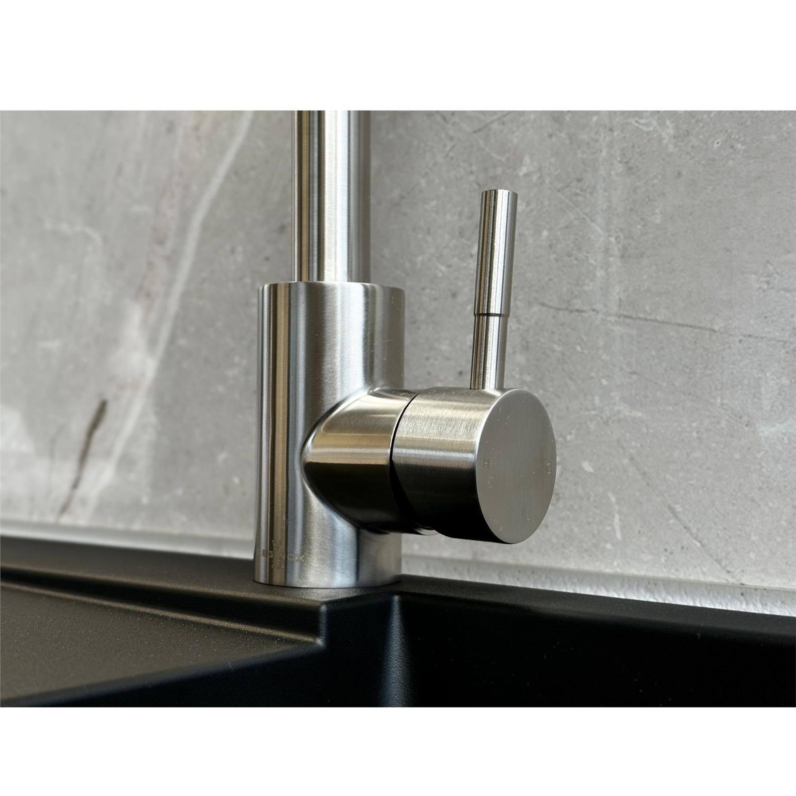 Reginox Salina BN Brushed Nickel Single Lever Square Neck Kitchen Tap - GRADED