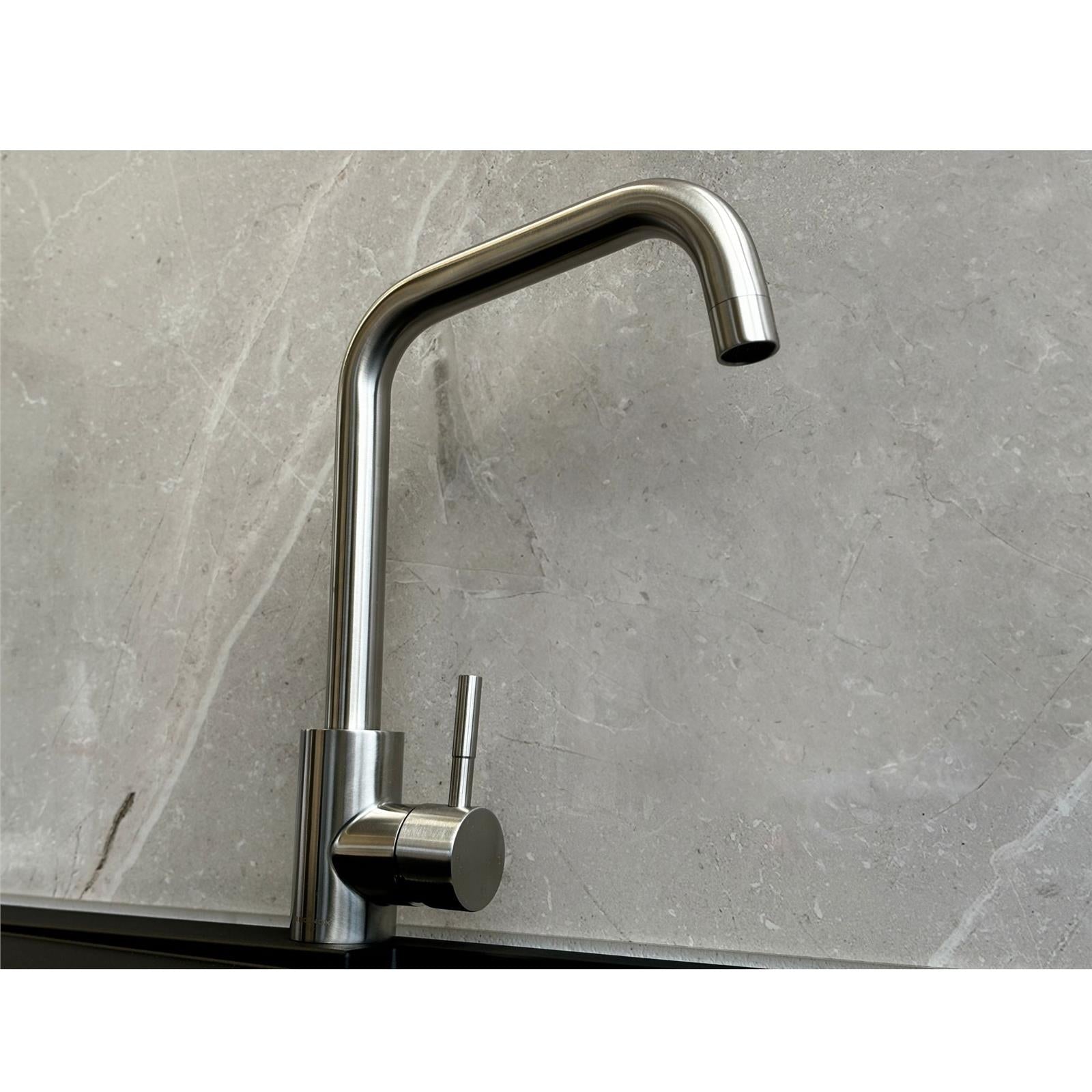 Reginox Salina BN Brushed Nickel Single Lever Square Neck Kitchen Tap - GRADED